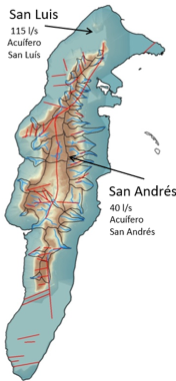 Imagen No. 1. Acuíferos en la isla de San Andrés. Fuente: CORALINA, 2015. Imagen No. 1. Acuíferos en la isla de San Andrés. Fuente: CORALINA, 2015.